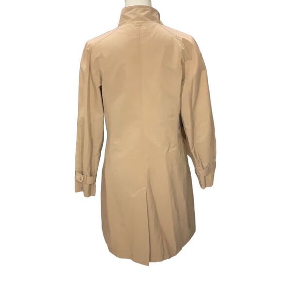 John Lewis Beige Trench Coat Mock Neck Hidden Buttons Pockets Lined Size 12 - Picture 5 of 9